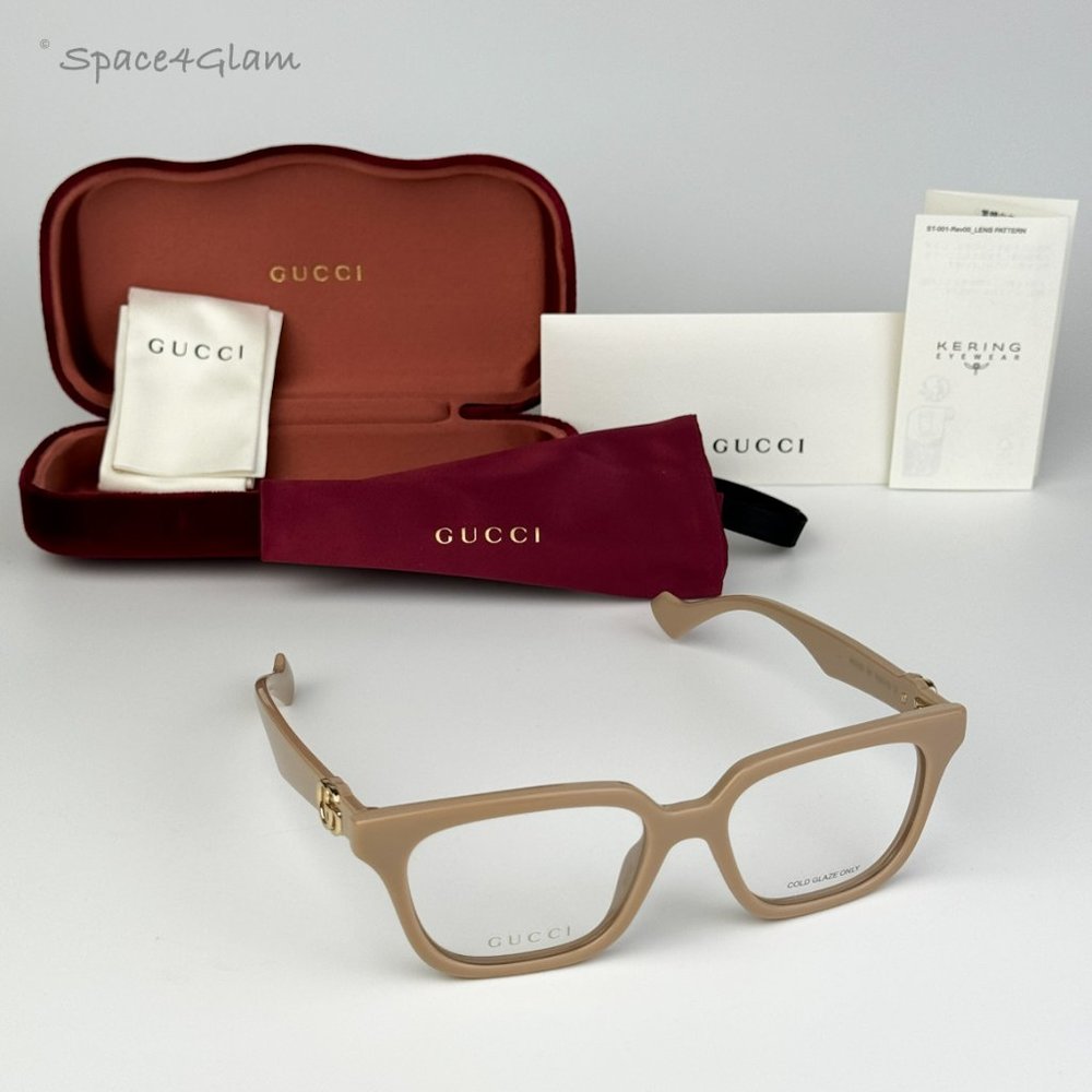BRAND NEW Gucci GG1536O 007 Nude Women Square Eyeglasses GG 1536O